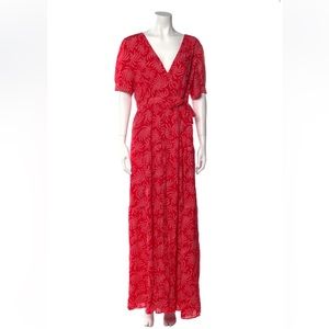 Ba&sh red patterned maxi wrap dress